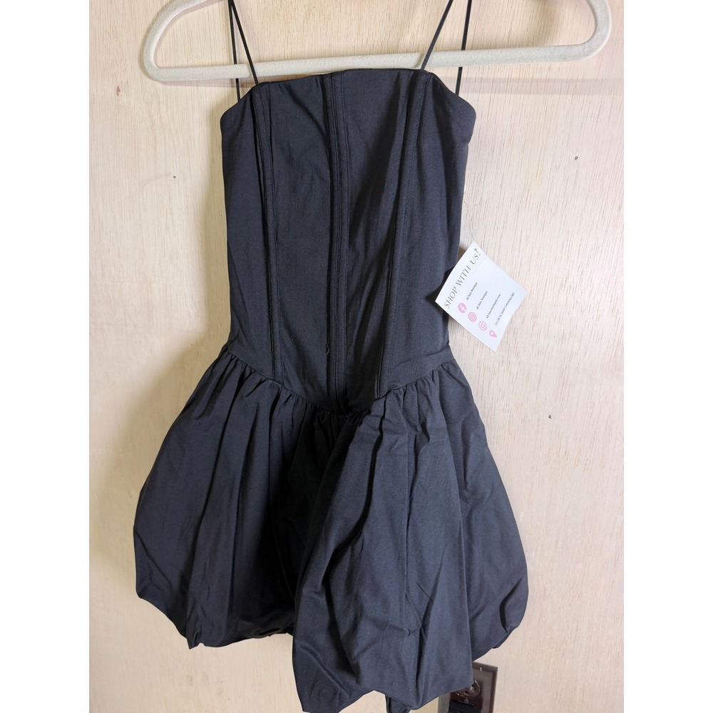 The Vintage Shop Bubble Hem Dress Women Small Black Excellent Corset Strappy - Picture 4 of 11